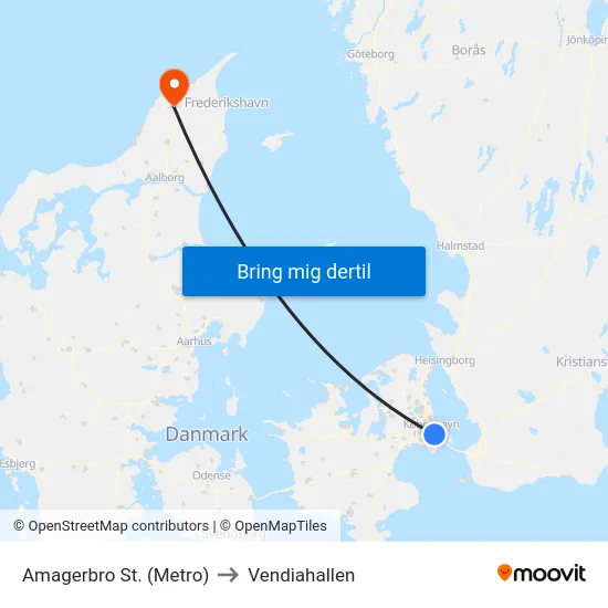 Amagerbro St. (Metro) to Vendiahallen map