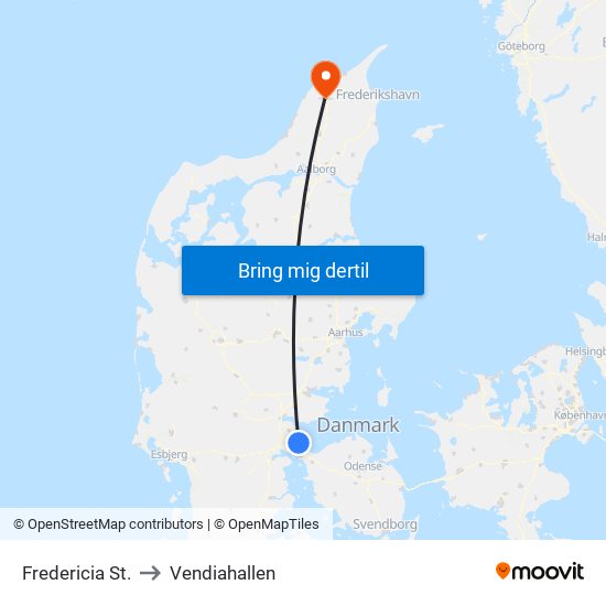 Fredericia St. to Vendiahallen map