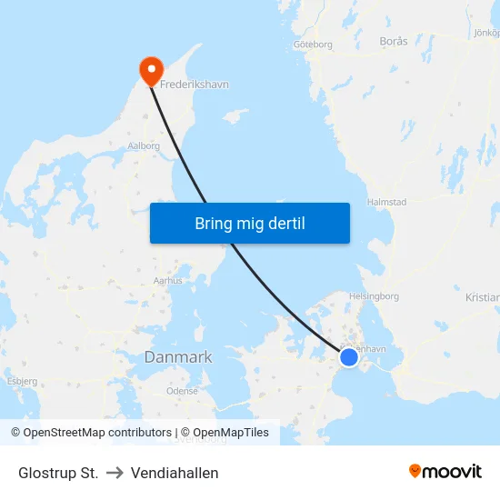 Glostrup St. to Vendiahallen map