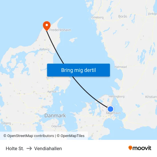 Holte St. to Vendiahallen map