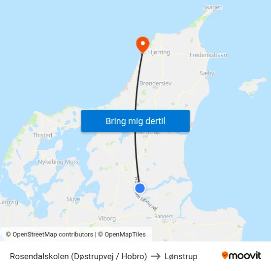 Rosendalskolen (Døstrupvej / Hobro) to Lønstrup map