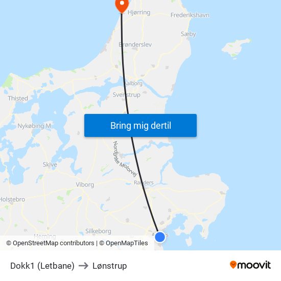 Dokk1 (Letbane) to Lønstrup map