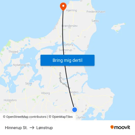 Hinnerup St. to Lønstrup map