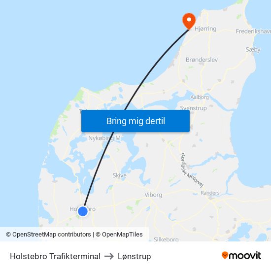 Holstebro Trafikterminal to Lønstrup map