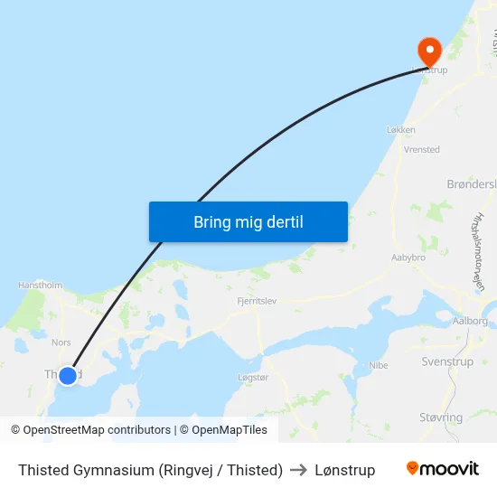 Thisted Gymnasium (Ringvej / Thisted) to Lønstrup map