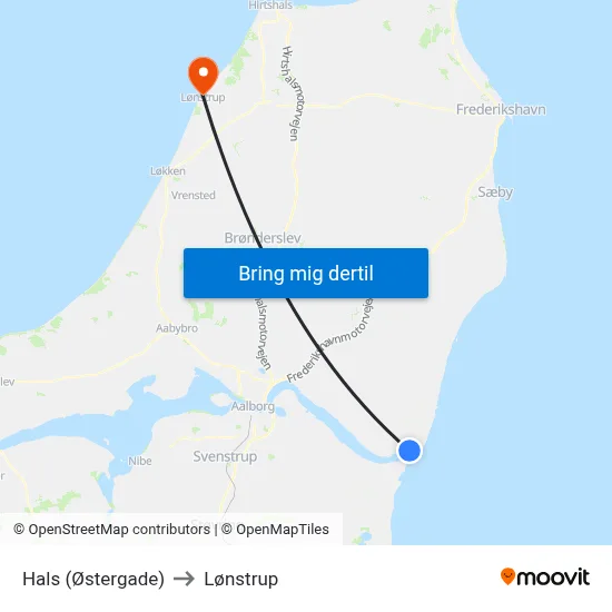Hals (Østergade) to Lønstrup map
