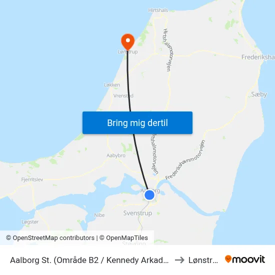 Aalborg St. (Område B2 / Kennedy Arkaden) to Lønstrup map
