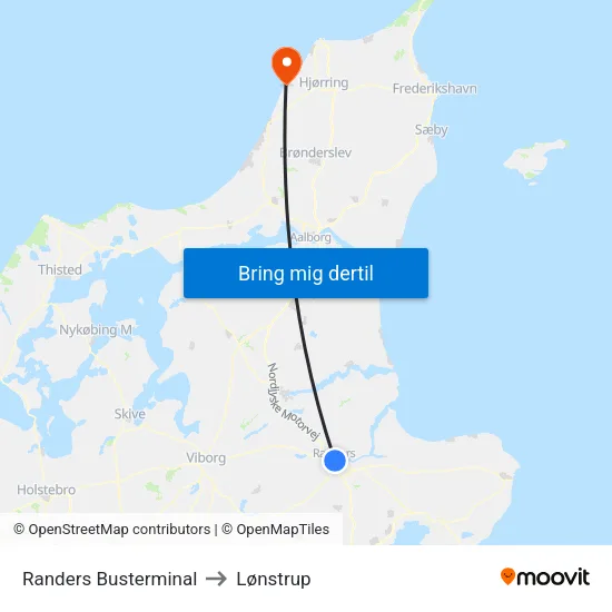 Randers Busterminal to Lønstrup map