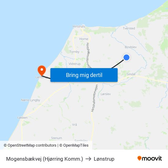Mogensbæk (Mogensbækvej / Hjørring Kommune) to Lønstrup map
