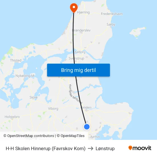 H-H Skolen Hinnerup (Favrskov Kom) to Lønstrup map
