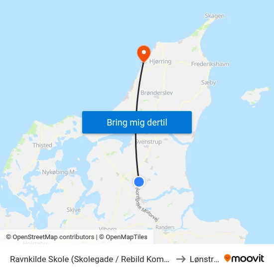 Ravnkilde Skole (Skolegade / Rebild Kommune) to Lønstrup map