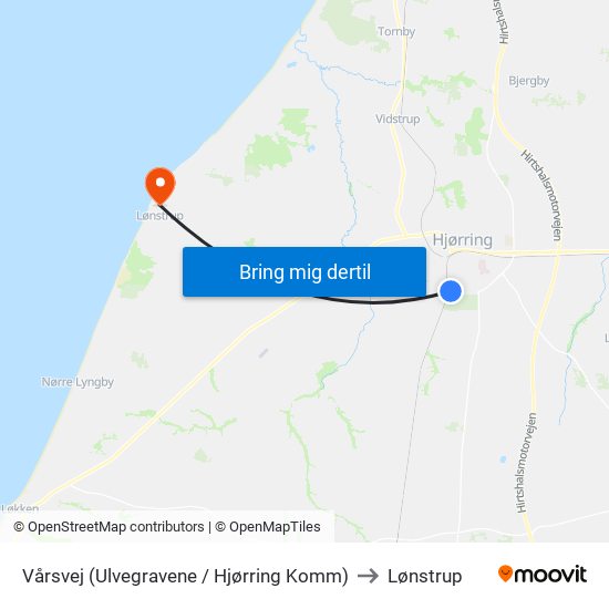 Vårsvej (Ulvegravene / Hjørring Komm) to Lønstrup map