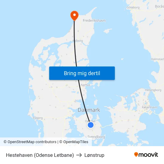 Hestehaven (Odense Letbane) to Lønstrup map