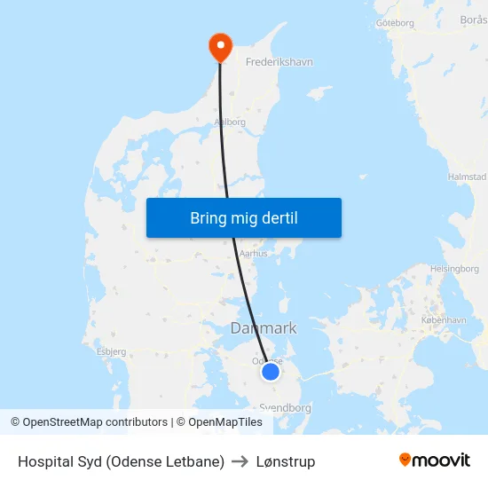 Hospital Syd (Odense Letbane) to Lønstrup map