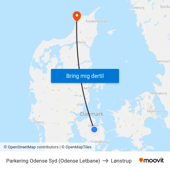 Parkering Odense Syd (Odense Letbane) to Lønstrup map