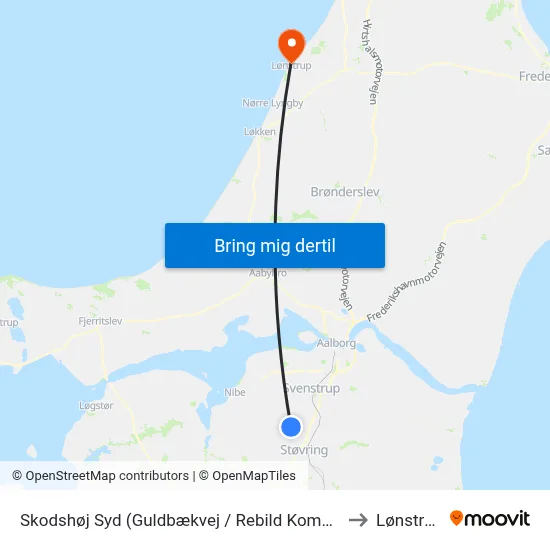 Skodshøj Syd (Guldbækvej / Rebild Komm.) to Lønstrup map