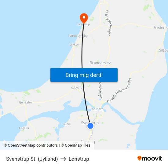 Svenstrup St. (Jylland) to Lønstrup map