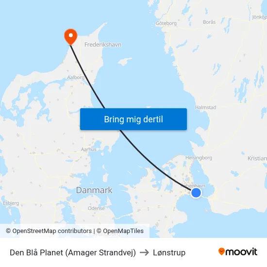 Den Blå Planet (Amager Strandvej) to Lønstrup map