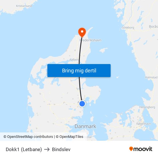 Dokk1 (Letbane) to Bindslev map