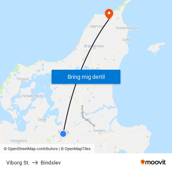 Viborg St. to Bindslev map