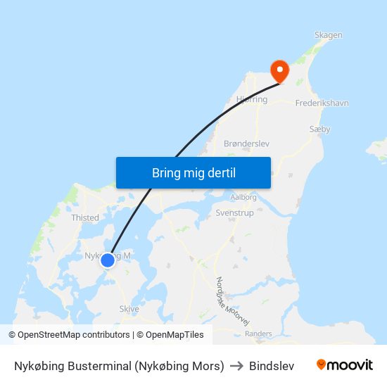 Nykøbing Busterminal (Nykøbing Mors) to Bindslev map