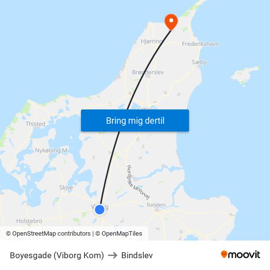 Boyesgade (Viborg Kom) to Bindslev map