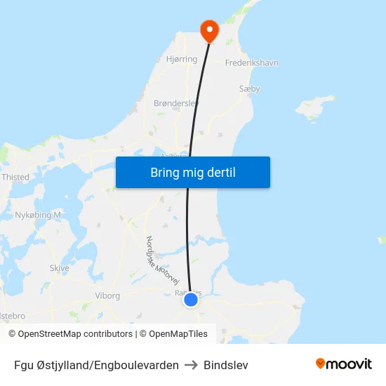 Fgu Østjylland/Engboulevarden to Bindslev map