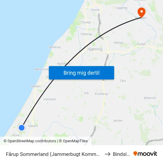 Fårup Sommerland (Jammerbugt Kommune) to Bindslev map