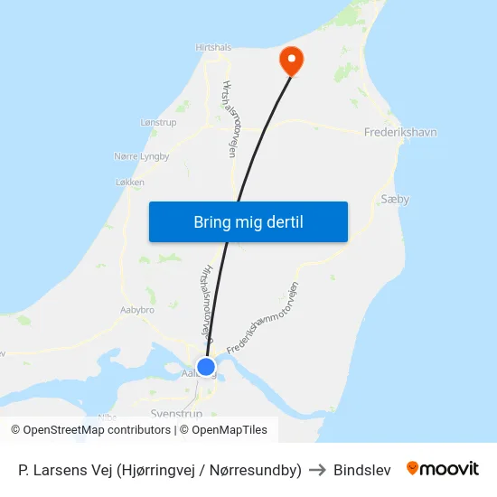 P. Larsens Vej (Hjørringvej / Nørresundby) to Bindslev map