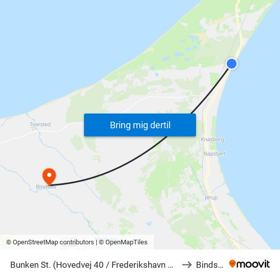 Bunken St. (Hovedvej 40 / Frederikshavn Komm.) to Bindslev map