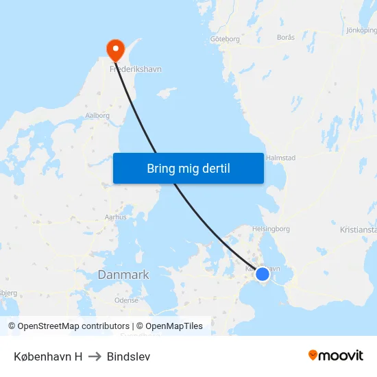 København H to Bindslev map