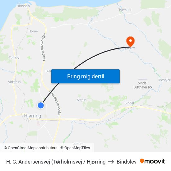 H. C. Andersensvej (Tørholmsvej / Hjørring to Bindslev map