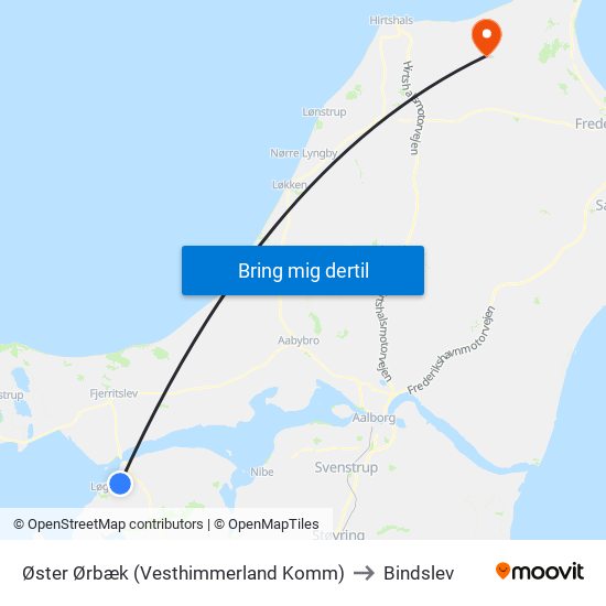 Øster Ørbæk (Vesthimmerland Komm) to Bindslev map