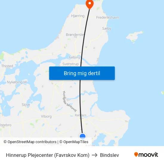 Hinnerup Plejecenter (Favrskov Kom) to Bindslev map