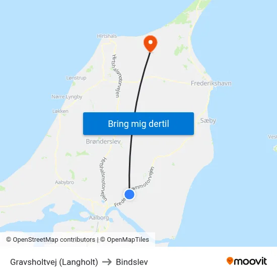 Gravsholtvej (Langholt) to Bindslev map