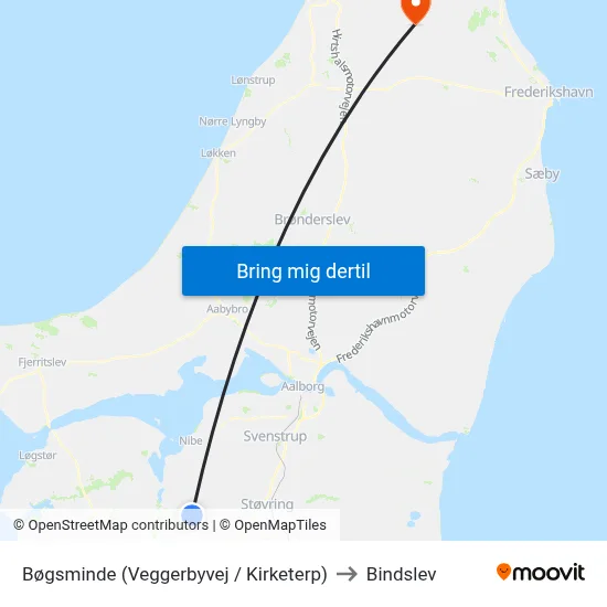 Bøgsminde (Veggerbyvej / Kirketerp) to Bindslev map