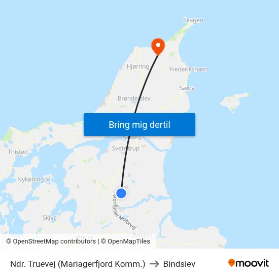 Ndr. Truevej (Mariagerfjord Komm.) to Bindslev map