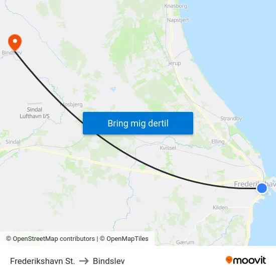 Frederikshavn St. to Bindslev map