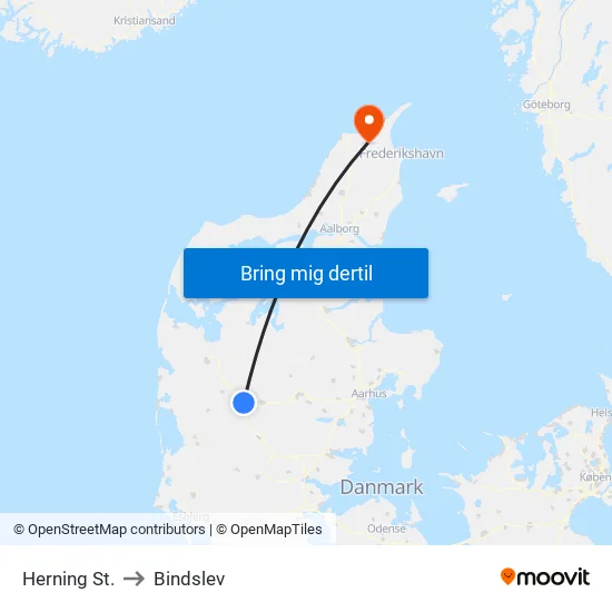 Herning St. to Bindslev map