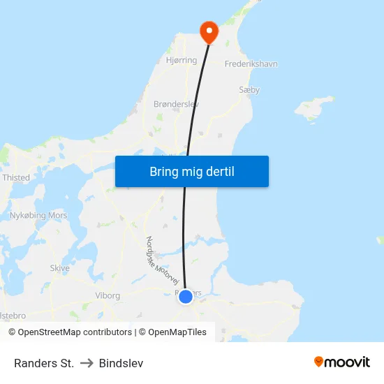 Randers St. to Bindslev map