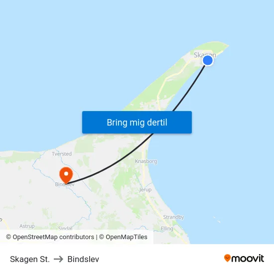 Skagen St. to Bindslev map