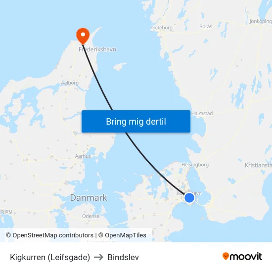 Kigkurren (Leifsgade) to Bindslev map