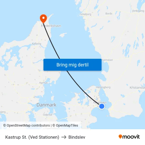 Kastrup St. (Ved Stationen) to Bindslev map