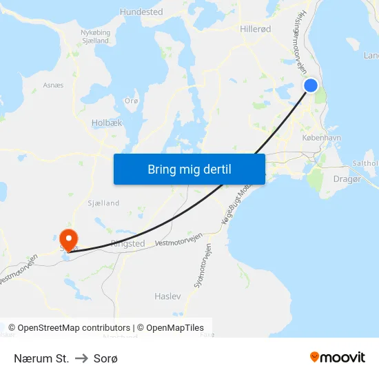 Nærum St. to Sorø map