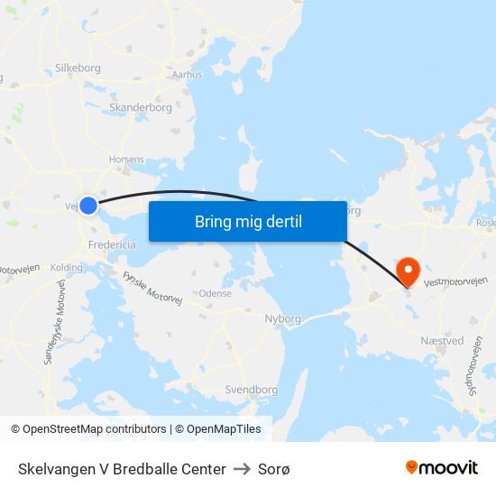 Skelvangen V Bredballe Center to Sorø map