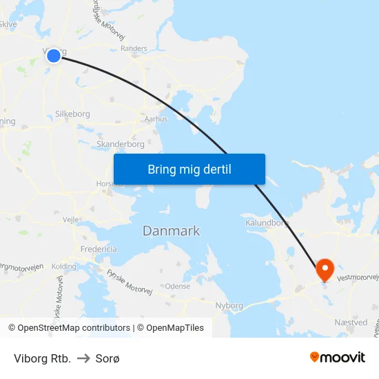 Viborg Rtb. to Sorø map