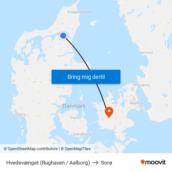 Hvedevænget (Rughaven / Aalborg) to Sorø map