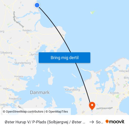 Øster Hurup V/ P-Plads (Solbjergvej / Øster Hurup) to Sorø map