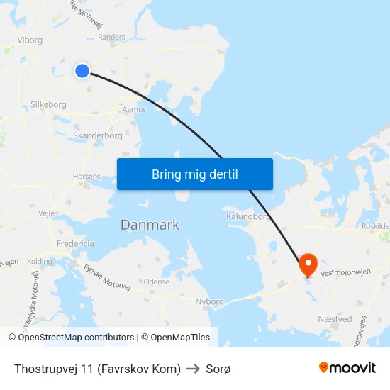 Thostrupvej 11 (Favrskov Kom) to Sorø map