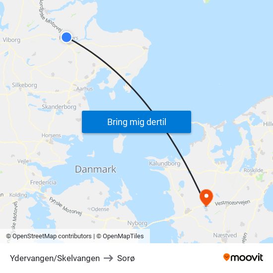Ydervangen/Skelvangen to Sorø map